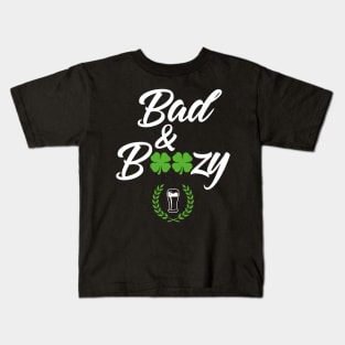 Bad And Boozy Funny St. Patricks Day Kids T-Shirt